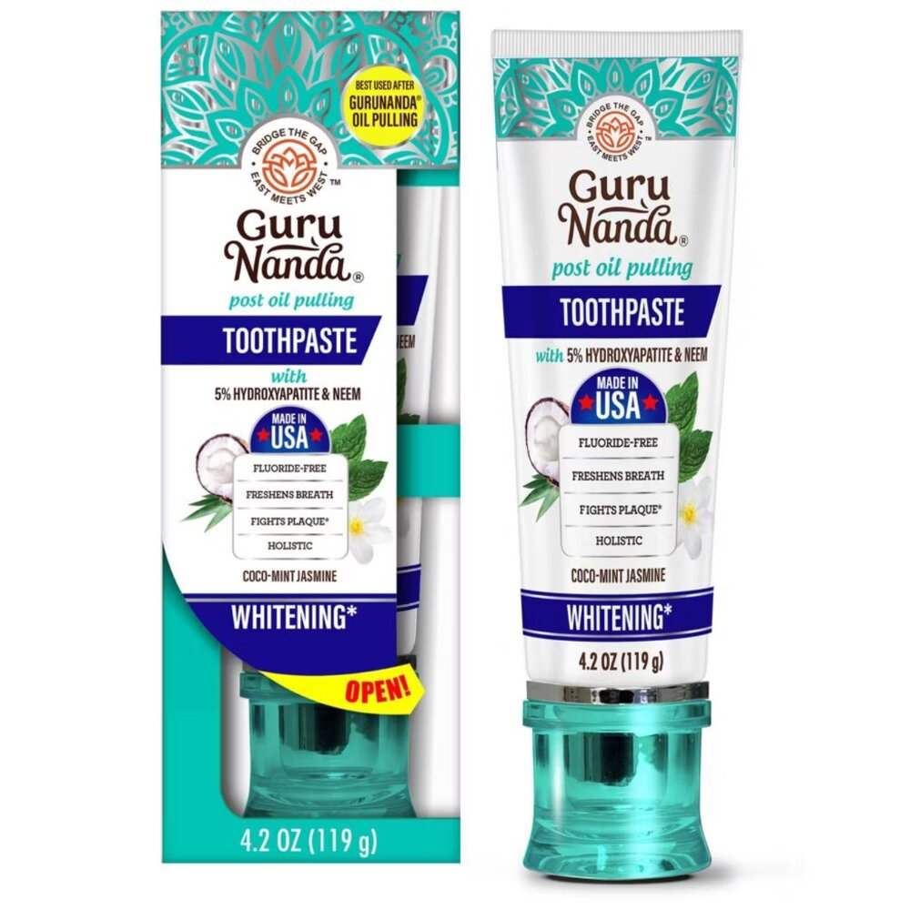 GuruNanda Fluoride-Free Whitening Toothpaste with Hydroxyapatite - 4.2oz
